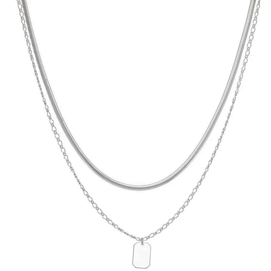 Jewelry * | Nine West Silver Tone Double Row Pendant Necklace