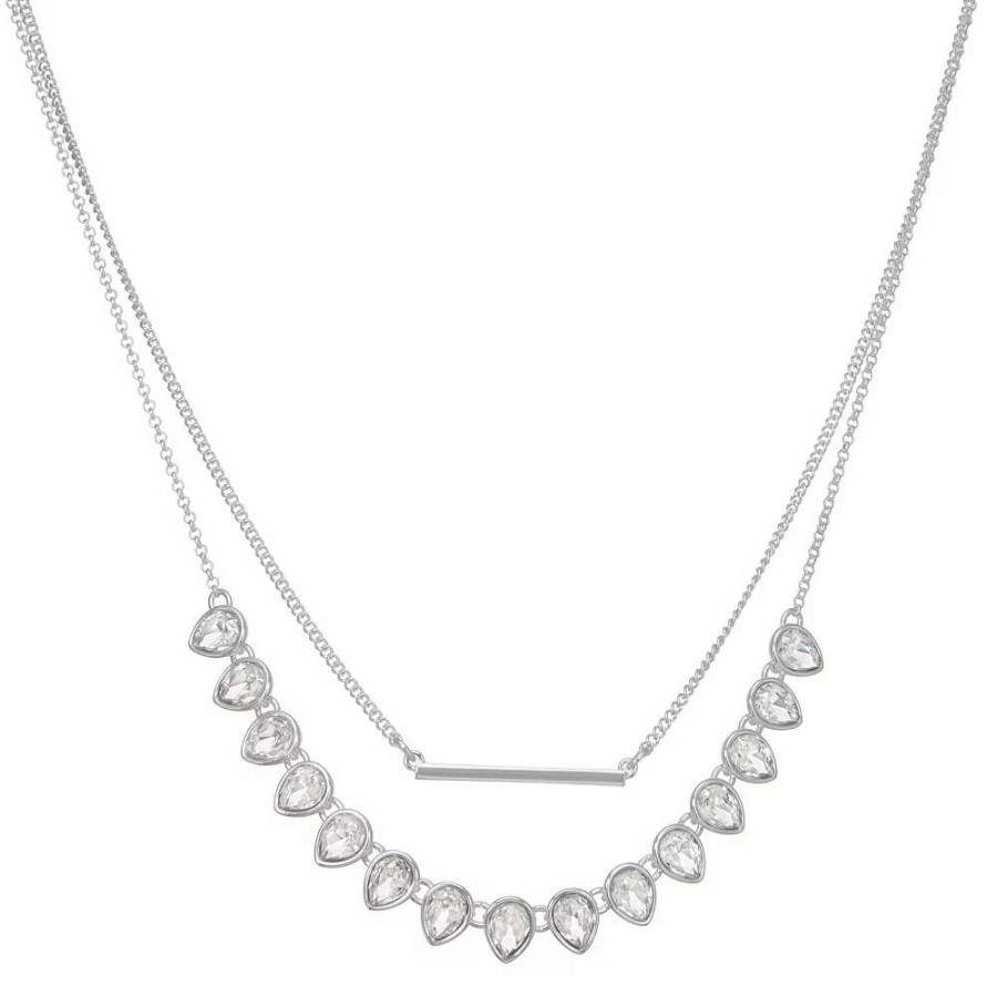 Jewelry * | Nine West Silver Tone 2 Row Bar Cry Necklace