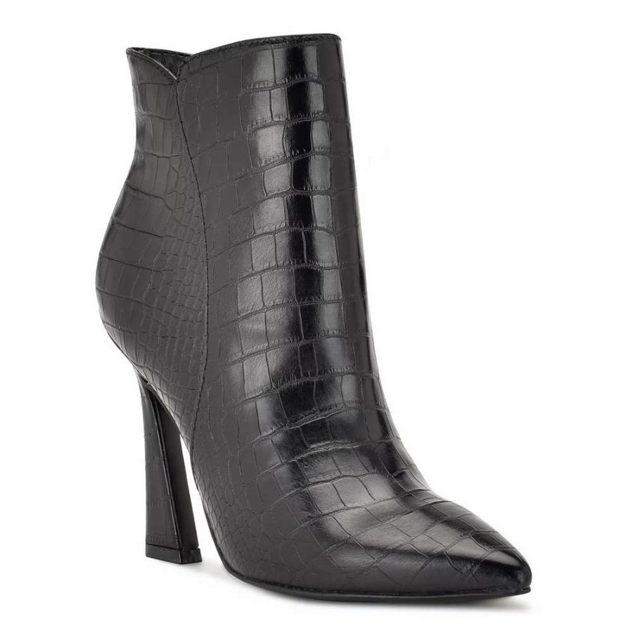 Shoes * | Nine West Torrie Women'S Heeled Ankle Boots Black Croco