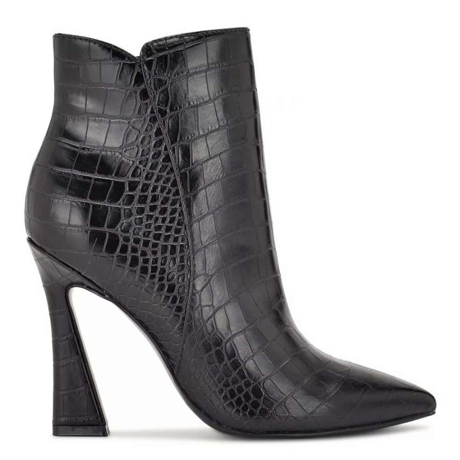 Shoes * | Nine West Torrie Women'S Heeled Ankle Boots Black Croco