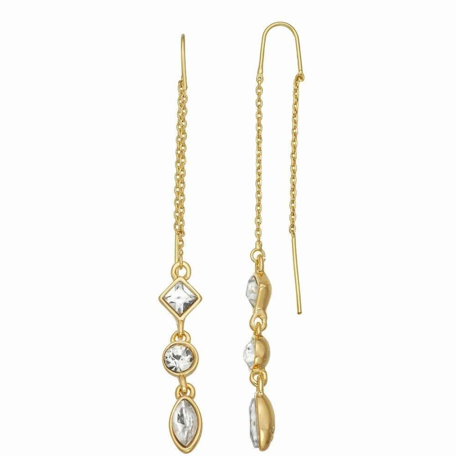 Jewelry * | Nine West Gold Tone Threader Earrings