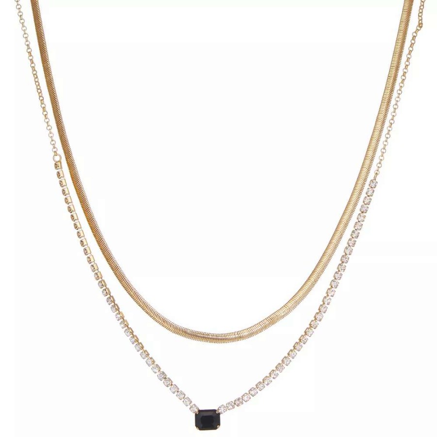 Jewelry * | Nine West Two Layer Octagon Gem Necklace