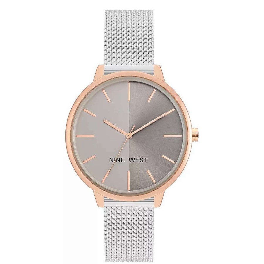 Watches * | Nine West Women'S Two Tone Mesh Watch