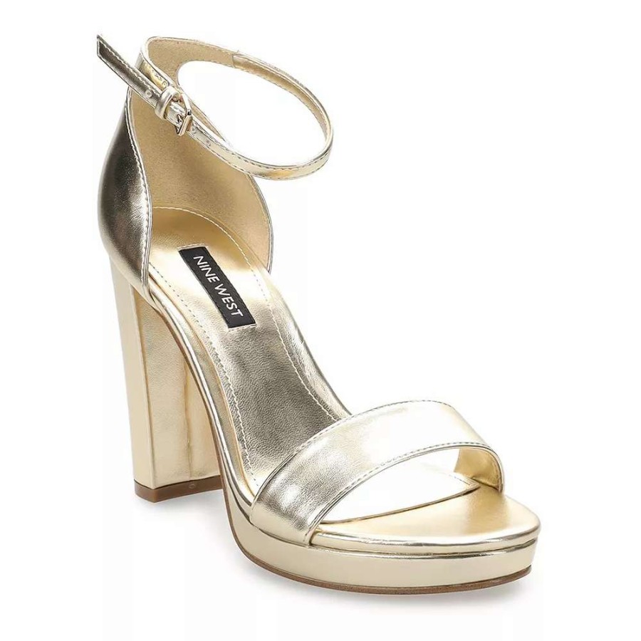 Shoes * | Nine West Elope Women'S Platform Dress Sandals Gold