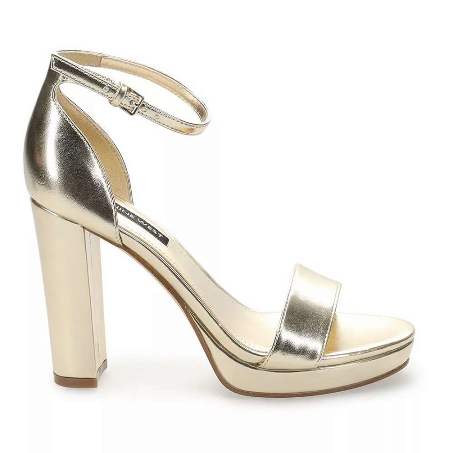 Shoes * | Nine West Elope Women'S Platform Dress Sandals Gold