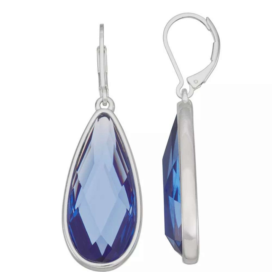 Jewelry * | Nine West Silver Tone Blue Teardrop Earrings