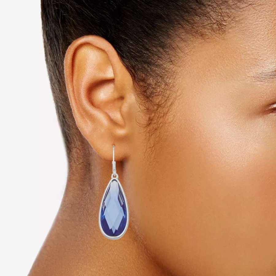 Jewelry * | Nine West Silver Tone Blue Teardrop Earrings