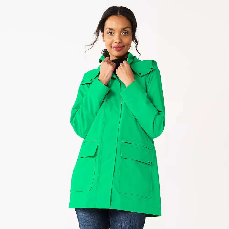 Clothing * | Women'S Nine West Mac Hooded Raincoat