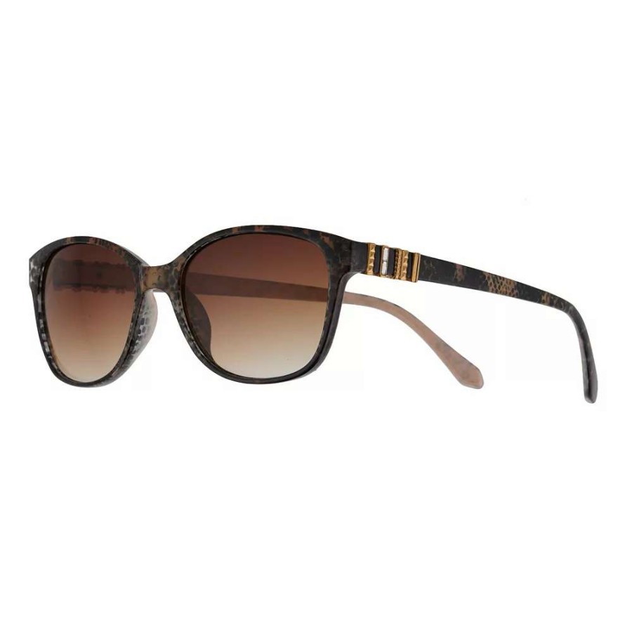 Accessories * | Women'S Nine West 52Mm Snake Skin Print Cat Eye Jewelry Temple Sunglasses