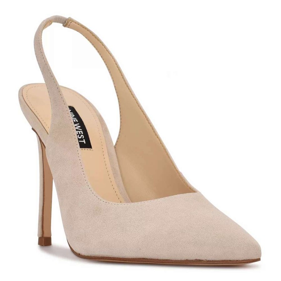 Shoes * | Nine West Feather Women'S Suede Sling Back Pumps Light Beige Suede