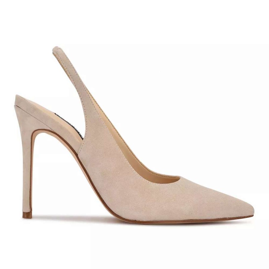 Shoes * | Nine West Feather Women'S Suede Sling Back Pumps Light Beige Suede