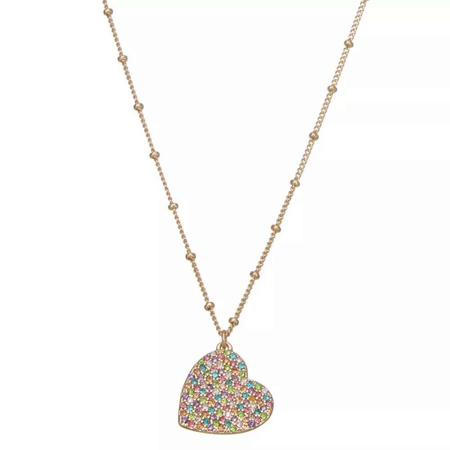 Jewelry * | Nine West Pave Heart Pendant Necklace