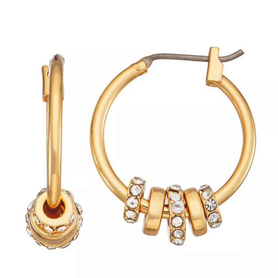 Jewelry * | Nine West Gold Tone Rondelle Hoop Earrings