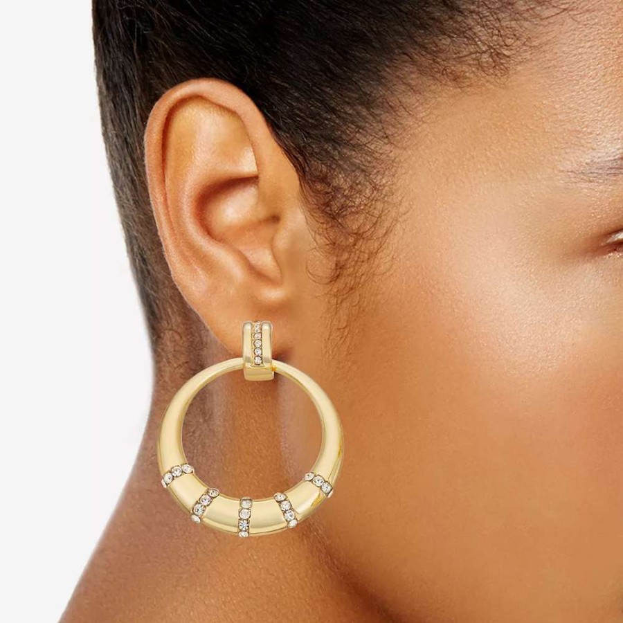 Jewelry * | Nine West Gold Tone Hoop Earrings