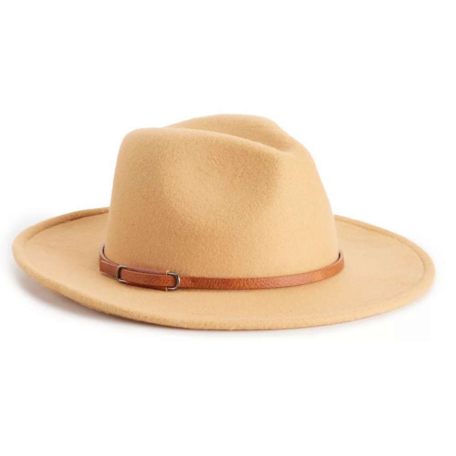 Accessories * | Women'S Nine West Vegan Leather Tie Felt Floppy Hat