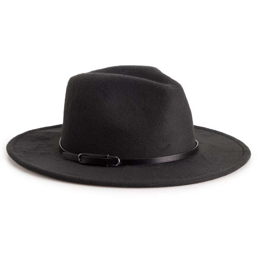 Accessories * | Women'S Nine West Vegan Leather Tie Felt Floppy Hat