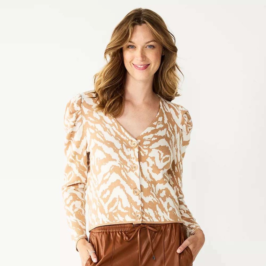 Clothing * | Women'S Nine West Puff Sleeve Cardigan