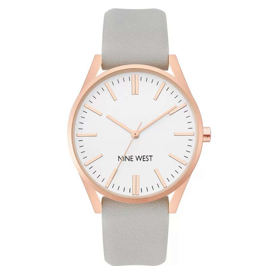 Watches * | Nine West Women'S Faux Leather Strap Watch