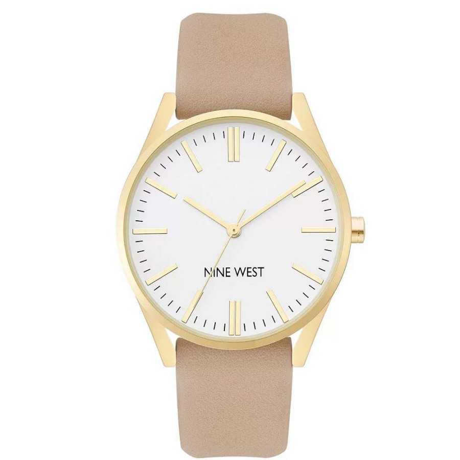 Watches * | Nine West Women'S Faux Leather Strap Watch