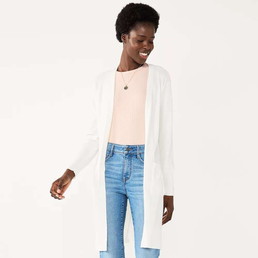 Clothing * | Women'S Nine West High Slit Duster Cardigan