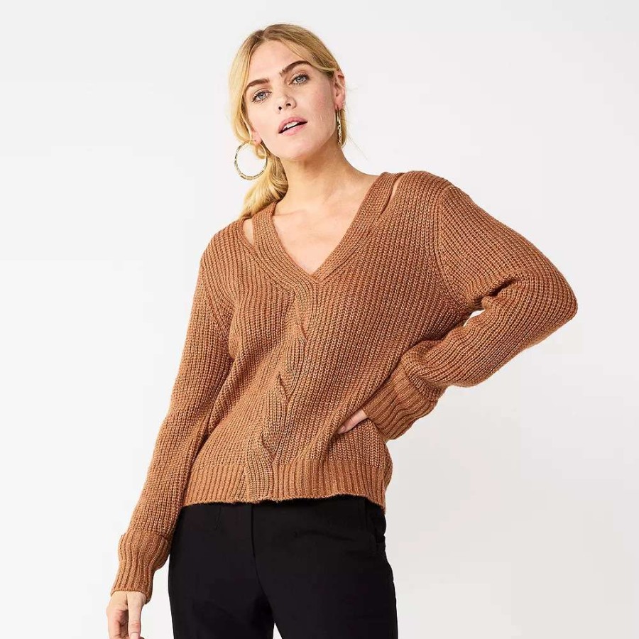 Clothing * | Women'S Nine West Twist-Front Cutout Sweater