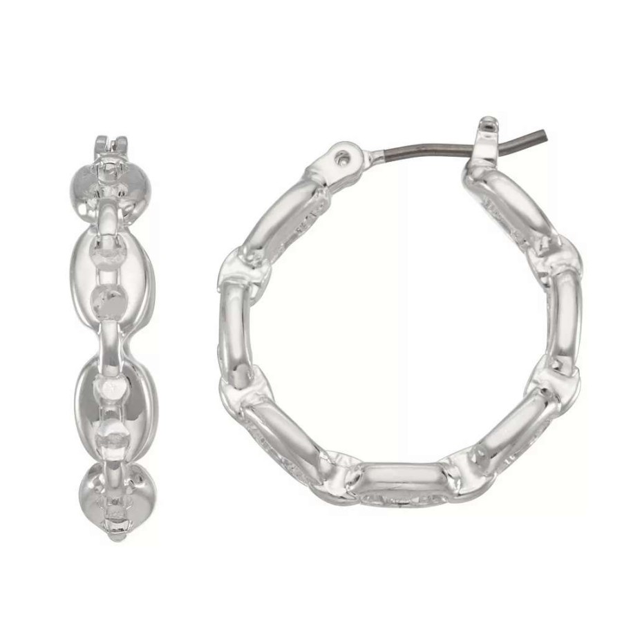 Jewelry * | Nine West Chain Link Click It Hoop Earrings