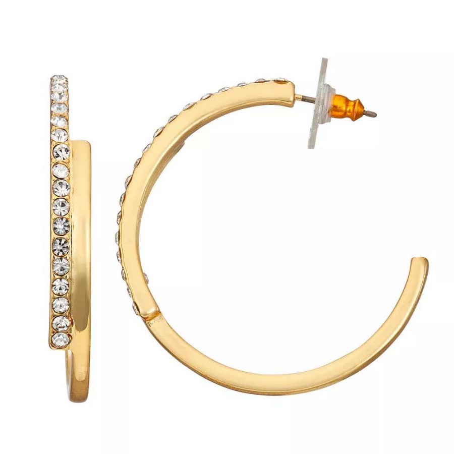 Jewelry * | Nine West Gold Tone Bypass Hoop Earrings