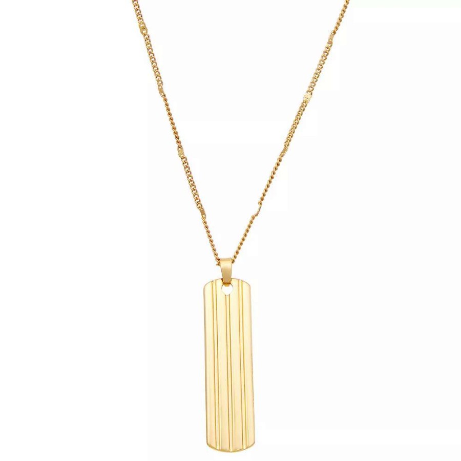 Jewelry * | Nine West Gold Tone Dog Tag Pendant Necklace