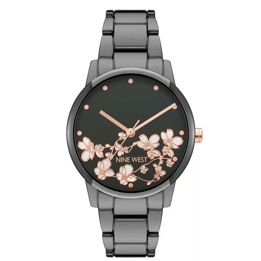 Watches * | Nine West Women'S Flower Dial Two Tone Watch