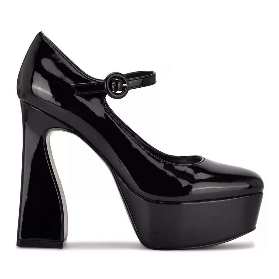 Shoes * | Nine West Kares Women'S Platform Heels Black Patent