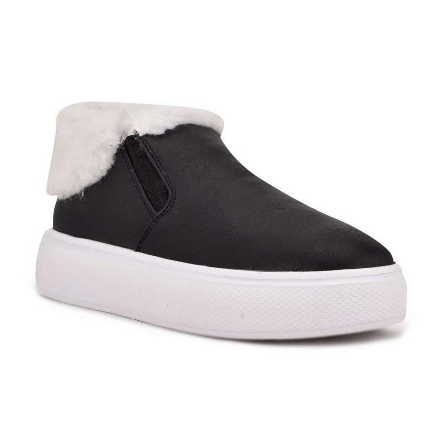 Shoes * | Nine West Klines Women'S Faux-Fur Sneakers Black