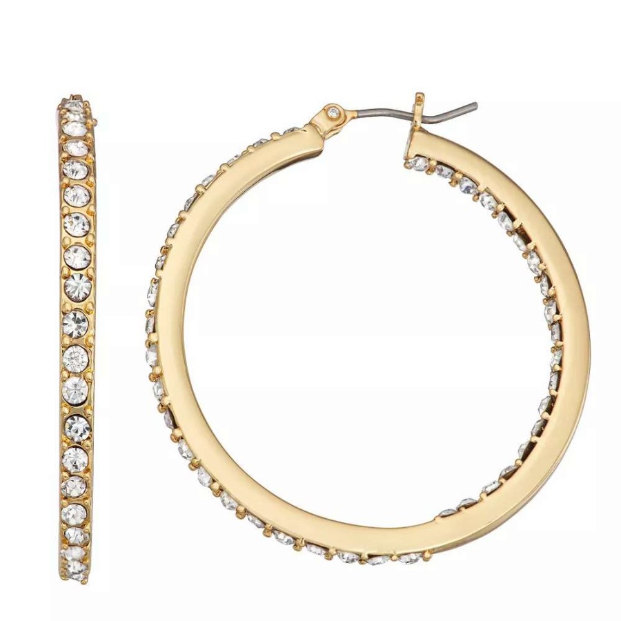 Jewelry * | Nine West Inside Out Pave Hoop Earrings