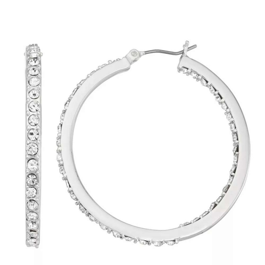 Jewelry * | Nine West Inside Out Pave Hoop Earrings