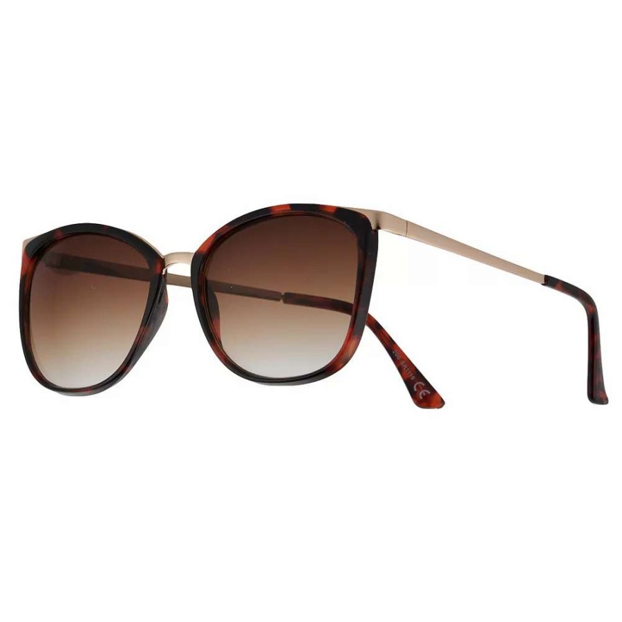 Accessories * | Women'S Nine West 56Mm Butterfly Square Metal Temple Sunglasses