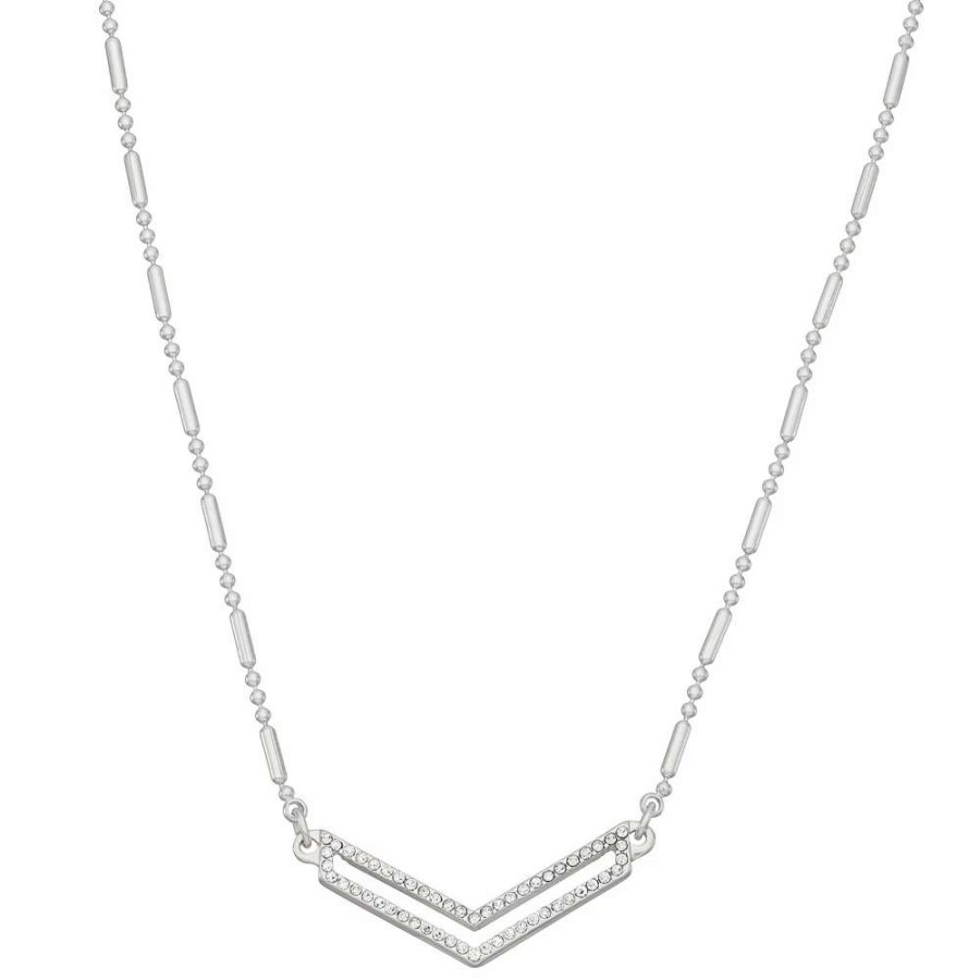 Jewelry * | Nine West Pave Chevron Pendant Necklace