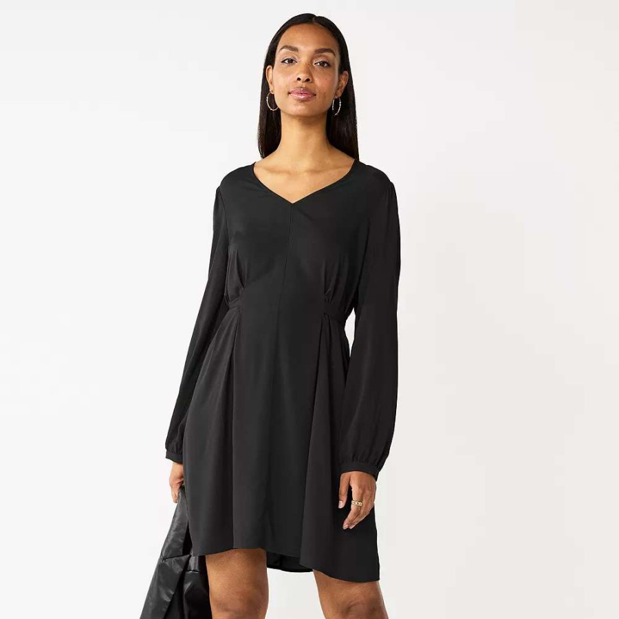 Clothing * | Women'S Nine West Knot-Back Long Sleeve Dress