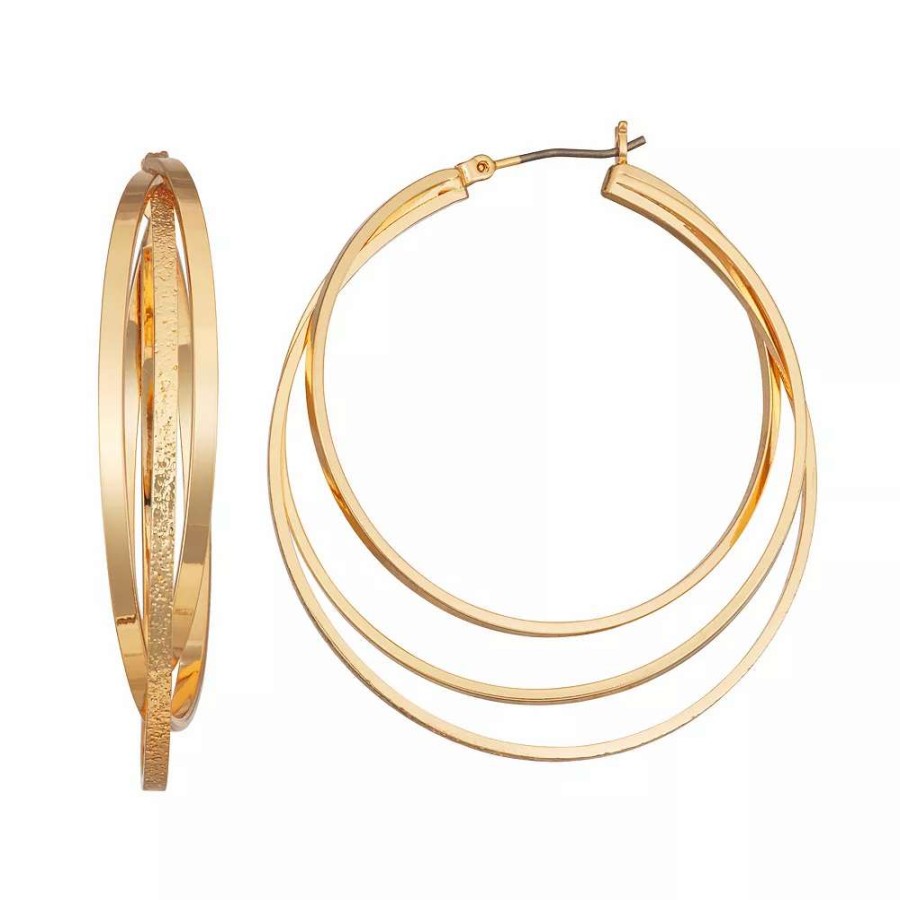 Jewelry * | Nine West Triple Row Hoop Earrings