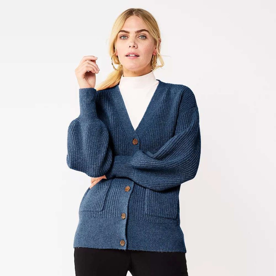 Clothing * | Women'S Nine West Drop Shoulder Blouson Sleeve Cardigan