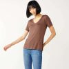 Clothing * | Petite Nine West Essential Short Sleeve V-Neck Tee