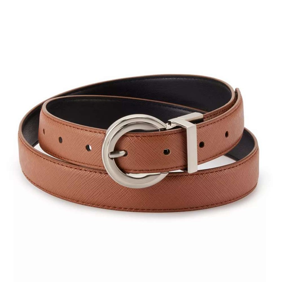 Accessories * | Women'S Nine West Reversible Rounded Buckle Belt