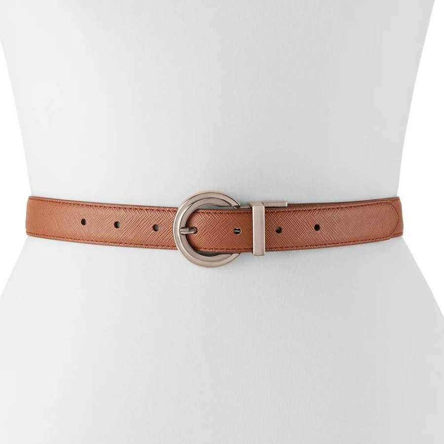 Accessories * | Women'S Nine West Reversible Rounded Buckle Belt