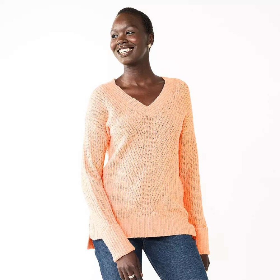 Clothing * | Women'S Nine West Stitch Front V-Neck Sweater