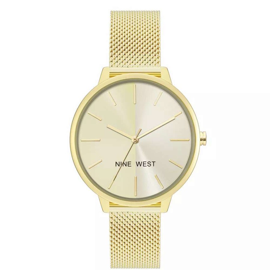 Watches * | Nine West Women'S Split Dial Mesh Watch