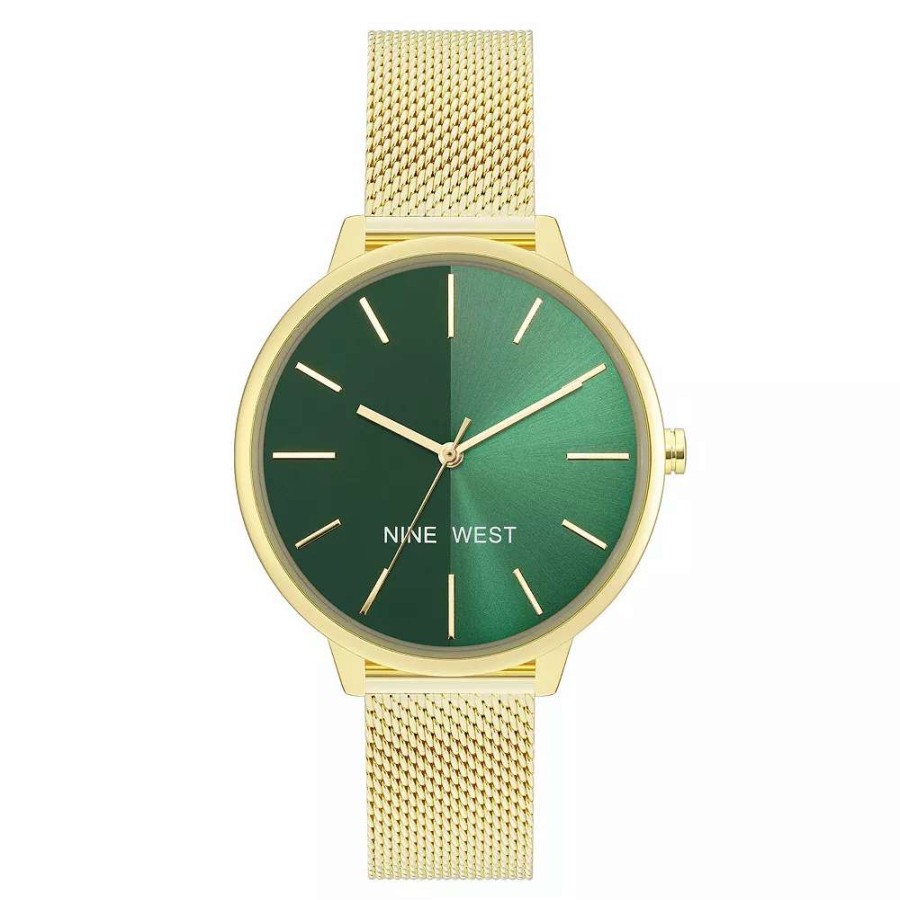 Watches * | Nine West Women'S Split Dial Mesh Watch