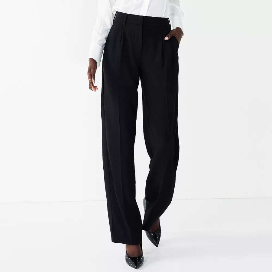 Clothing * | Women'S Nine West High-Waisted Wide-Leg Trouser Pants