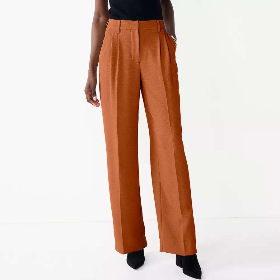 Clothing * | Women'S Nine West High-Waisted Wide-Leg Trouser Pants