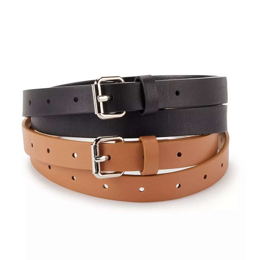 Accessories * | Women'S Nine West Roller Buckle 2-Piece Belts Set