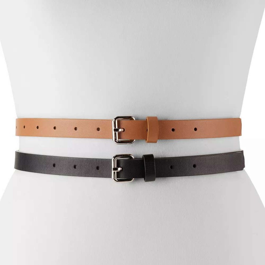 Accessories * | Women'S Nine West Roller Buckle 2-Piece Belts Set