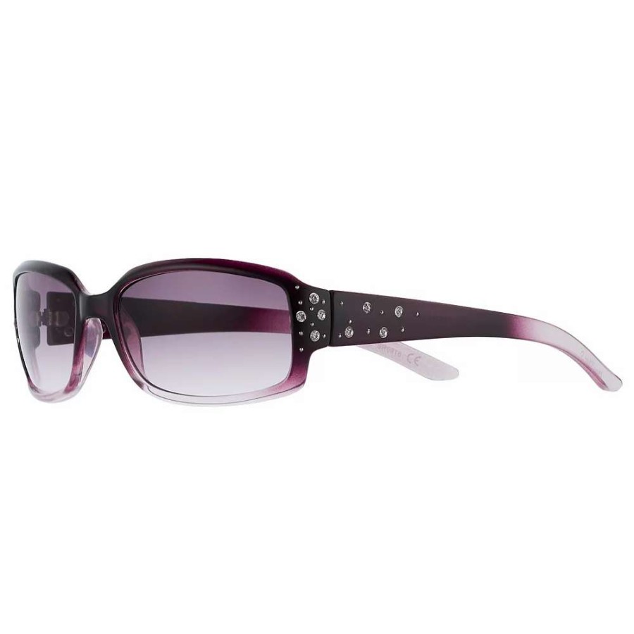 Accessories * | Nine West 56.5Mm Rhinestone Rectangle Sunglasses Purple