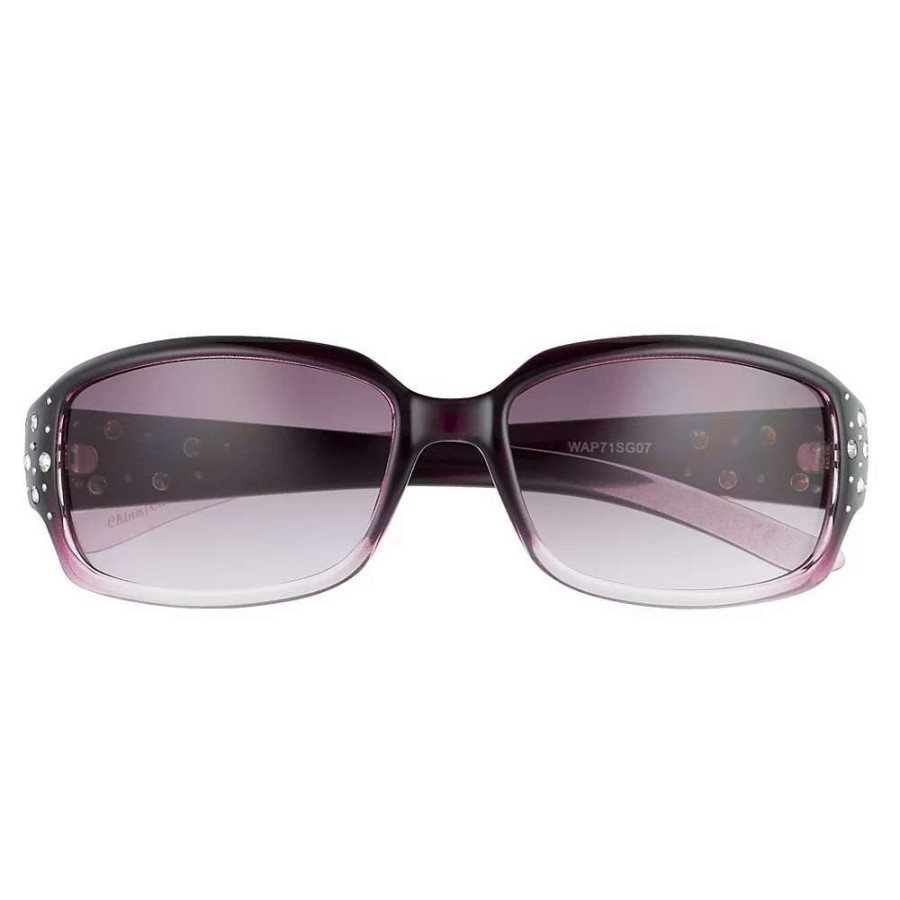 Accessories * | Nine West 56.5Mm Rhinestone Rectangle Sunglasses Purple